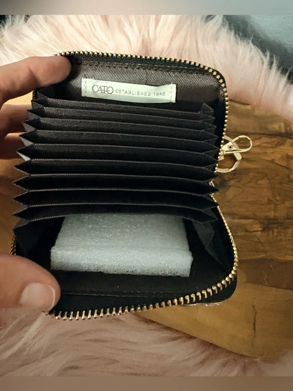 Cato Black Accordion Card Wallet with Gold Keychain Hardware #2003